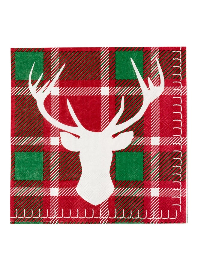 Restaurantware 13 Inch Paper Luncheon Napkins, 500 Plaid Design Printed Napkins - 3-Ply, Textured Edges, Red And Green Paper Decorated Napkins, Soft And Strong, For Parties Or Catering Events  - Image 2