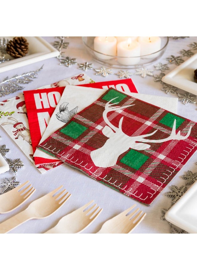 Restaurantware 13 Inch Paper Luncheon Napkins, 500 Plaid Design Printed Napkins - 3-Ply, Textured Edges, Red And Green Paper Decorated Napkins, Soft And Strong, For Parties Or Catering Events  - Image 3