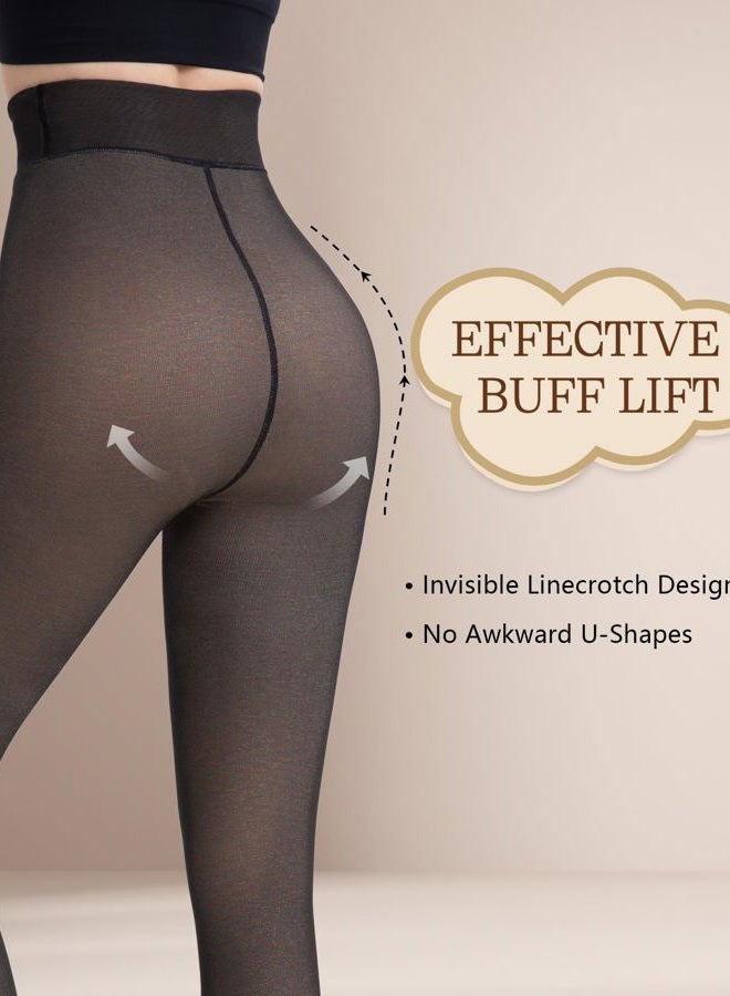 Bebila Fleece Lined Tights Women, Fake Translucent Warm Tights for Winter Sheer Pantyhose Thermal Leggings, Colorful, L - Image 2