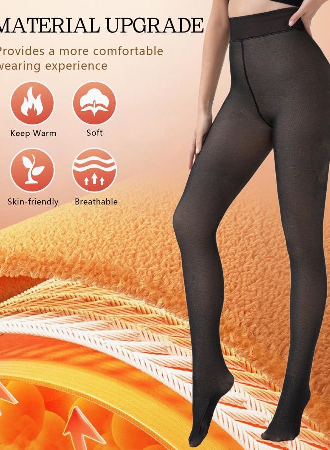 Bebila Fleece Lined Tights Women, Fake Translucent Warm Tights for Winter Sheer Pantyhose Thermal Leggings, Colorful, L - Image 3