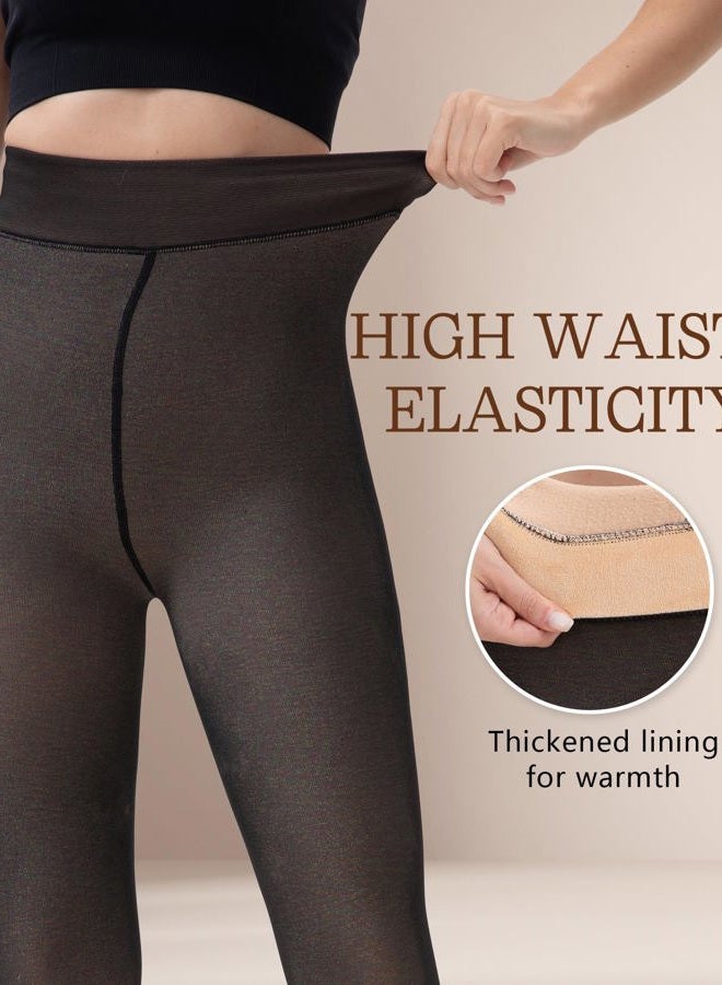 Bebila Fleece Lined Tights Women, Fake Translucent Warm Tights for Winter Sheer Pantyhose Thermal Leggings, Colorful, L - Image 5