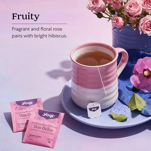 Yogi Tea Soothing Rose Hibiscus Skin DeTox Tea - 16 Tea Bags per Pack (4 Packs) - Organic DeTox Tea to Support Skin Health - Includes Green Tea Leaf, Rose Petal, Honeybush Leaf, Hibiscus & More - Image 4