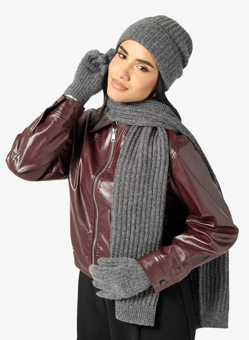 Ginger 3PK Beanie, Scarf & Glove Knitwear Set