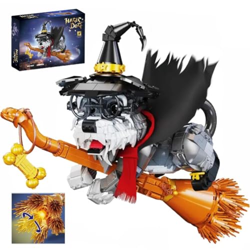 Fangool Mini Schnauzer Magic Building Blocks Adorable Wizard Dog Model Toy Kit Halloween Animal Decorations for Living Room and Bedroom 1298 Pcs Idea Creative Stem Gifts for Adults - Image 1