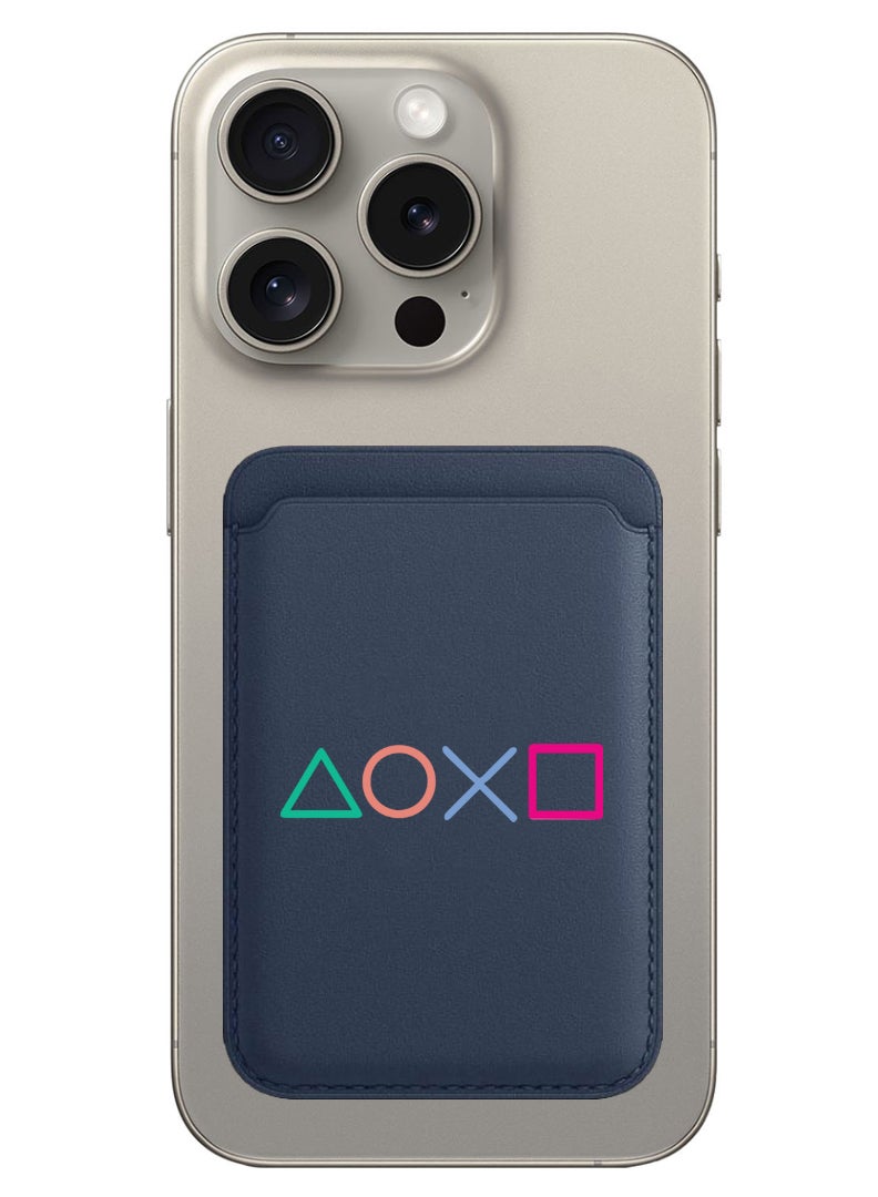 Theodor Magnetic Wallet, Compatible with MagSafe Wallet, for iPhone Wallet, for iPhone 16/15/14/13/12 Series, Not for iPhone 13/12 mini, 3 Card Holder, Vegan Leather, Navy - PS sumbol - Image 1