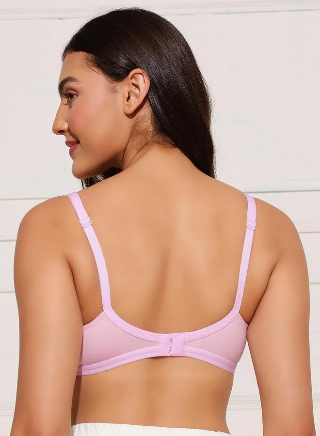 Clovia  Light Pink Non-Padded Non-Wired Full Coverage T-shirt Bra for Women | Best Price UAE