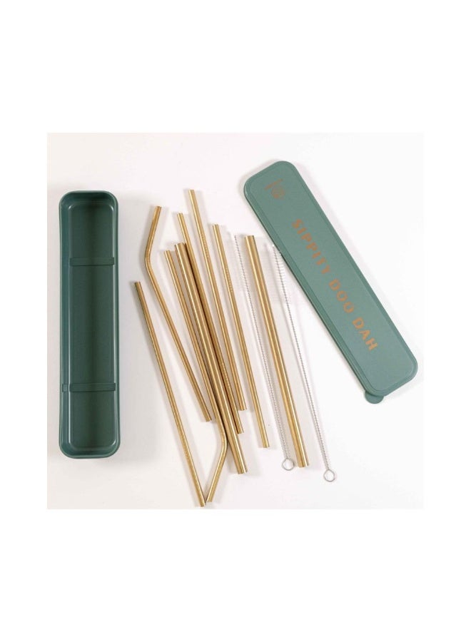 Forest - Stainless Steel Gold Straw Set