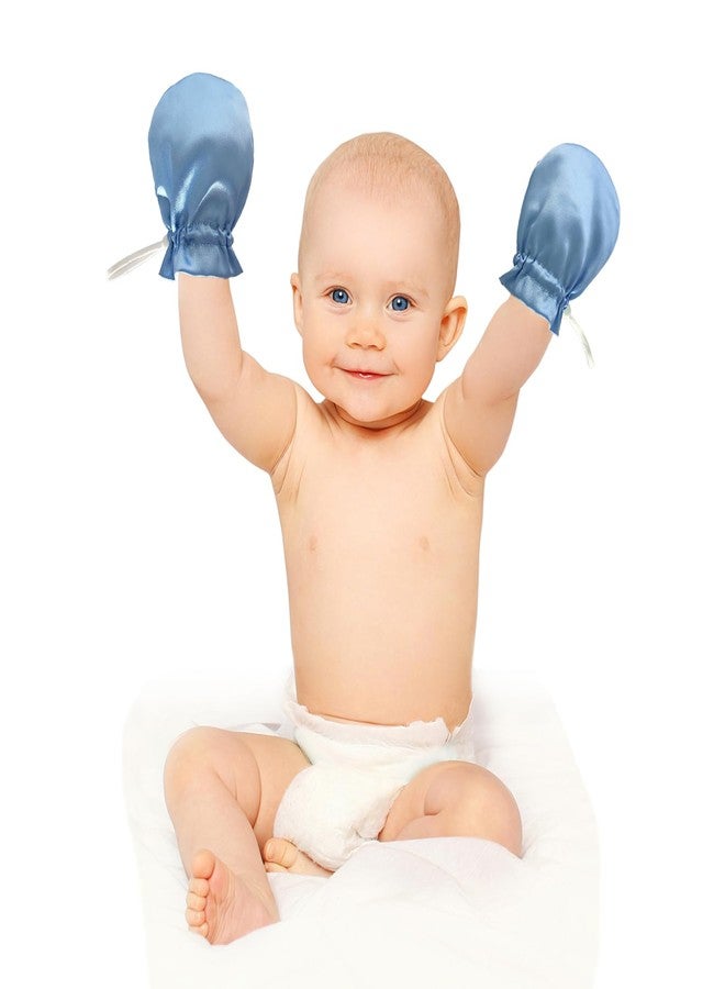 Heyshapeing 1 Pair Satin Eczema Gloves for Babies Kids Eczema Mittens Anti Scratch Eczema Relief Hand Gloves Adjustable (Blue) - Image 1