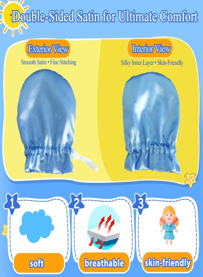 Heyshapeing 1 Pair Satin Eczema Gloves for Babies Kids Eczema Mittens Anti Scratch Eczema Relief Hand Gloves Adjustable (Blue) - Image 2
