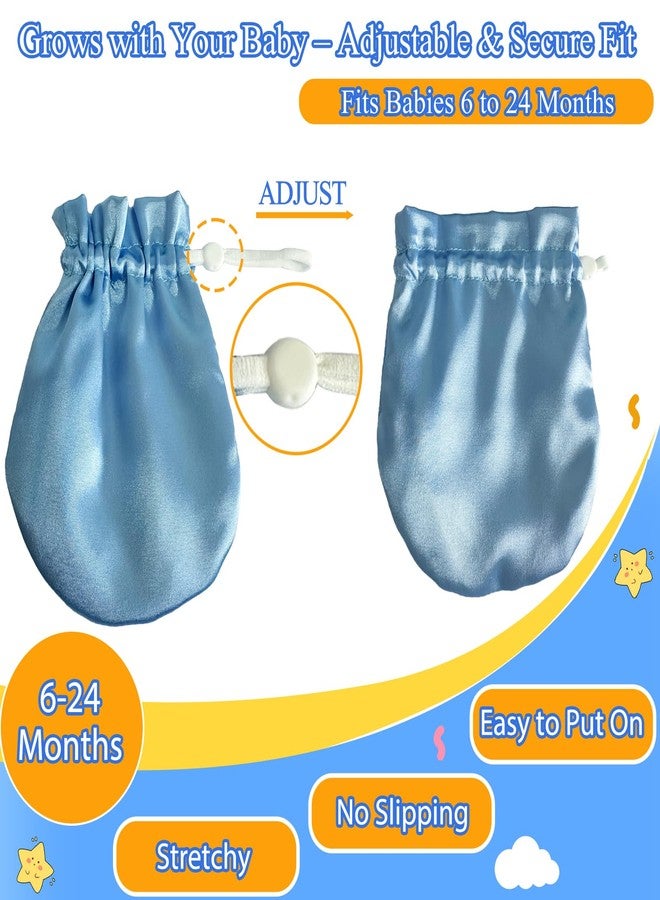 Heyshapeing 1 Pair Satin Eczema Gloves for Babies Kids Eczema Mittens Anti Scratch Eczema Relief Hand Gloves Adjustable (Blue) - Image 5