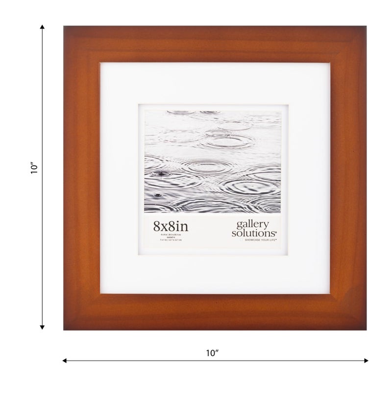 Gallery Solutions Gallery Solutions with 8""x8"" Flat Walnut Frame - Square Tabletop or Wall Mount - For 5""x5"" Pictures - Premium Walnut Wood with Double White Mat - Versatile-Elegant For Home or Office D?cor - Traditional Photo Frame - Image 4