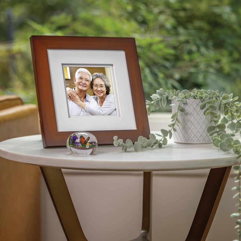 Gallery Solutions Gallery Solutions with 8""x8"" Flat Walnut Frame - Square Tabletop or Wall Mount - For 5""x5"" Pictures - Premium Walnut Wood with Double White Mat - Versatile-Elegant For Home or Office D?cor - Traditional Photo Frame - Image 2