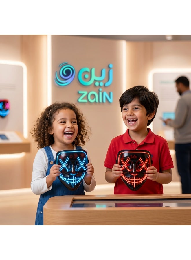 زين قناع زين (Zain) LED المضيء فائق السطوع - إكسسوار الحفلات والكرنفالات شديد اللمعان (لون أزرق نابض بالحياة) - Image 2