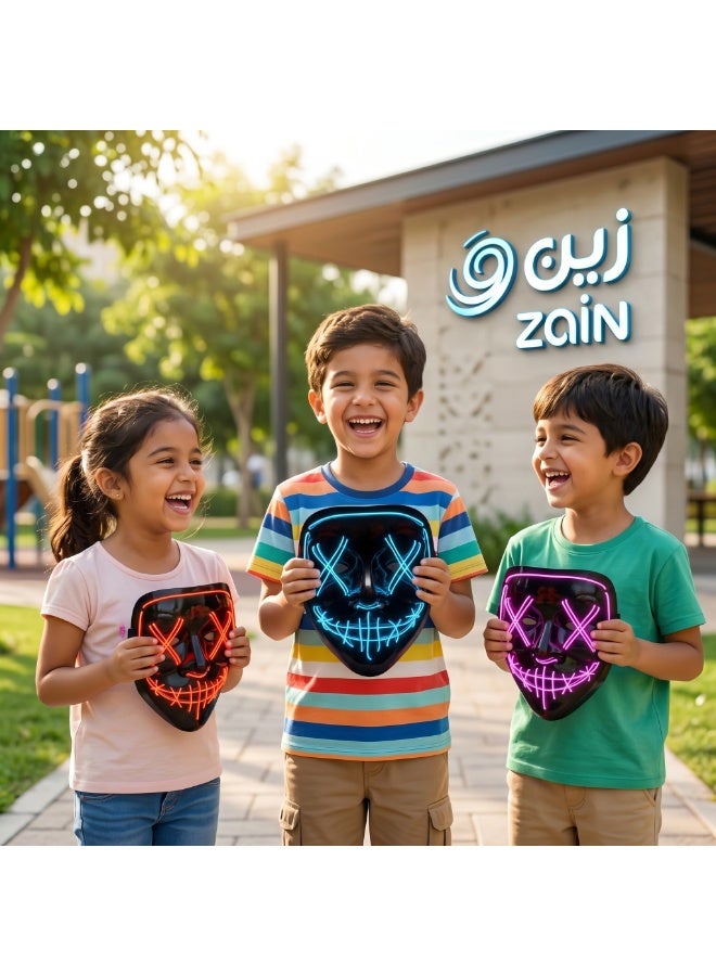 زين قناع زين (Zain) LED المضيء فائق السطوع - إكسسوار الحفلات والكرنفالات شديد اللمعان (لون أزرق نابض بالحياة) - Image 4