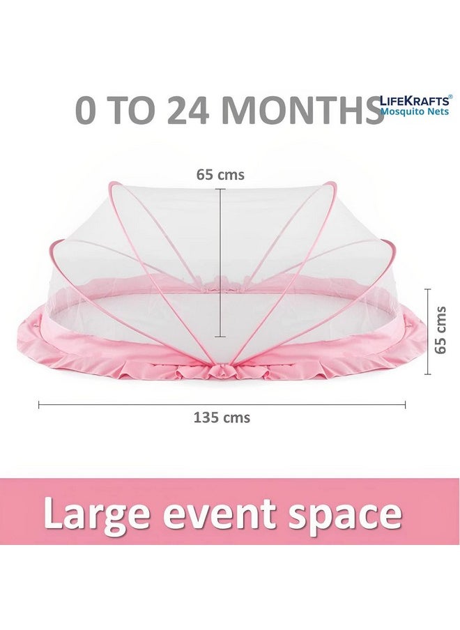 Lifekrafts Foldable Baby Mosquito Net, Bottomless Net For Infants, For Safe & Easy Use | Ensures Your Baby'S Safe Sleep 135 X 65 X 65Cms, For Babies & Toddlers (0 To 24 Months) - Baby Pink  - Image 4