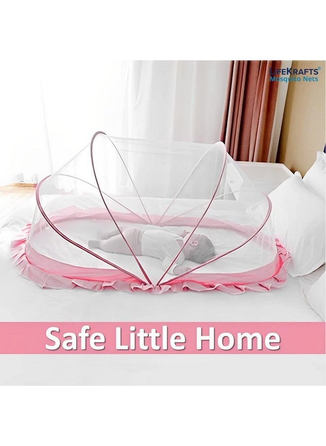 Lifekrafts Foldable Baby Mosquito Net, Bottomless Net For Infants, For Safe & Easy Use | Ensures Your Baby'S Safe Sleep 135 X 65 X 65Cms, For Babies & Toddlers (0 To 24 Months) - Baby Pink  - Image 2