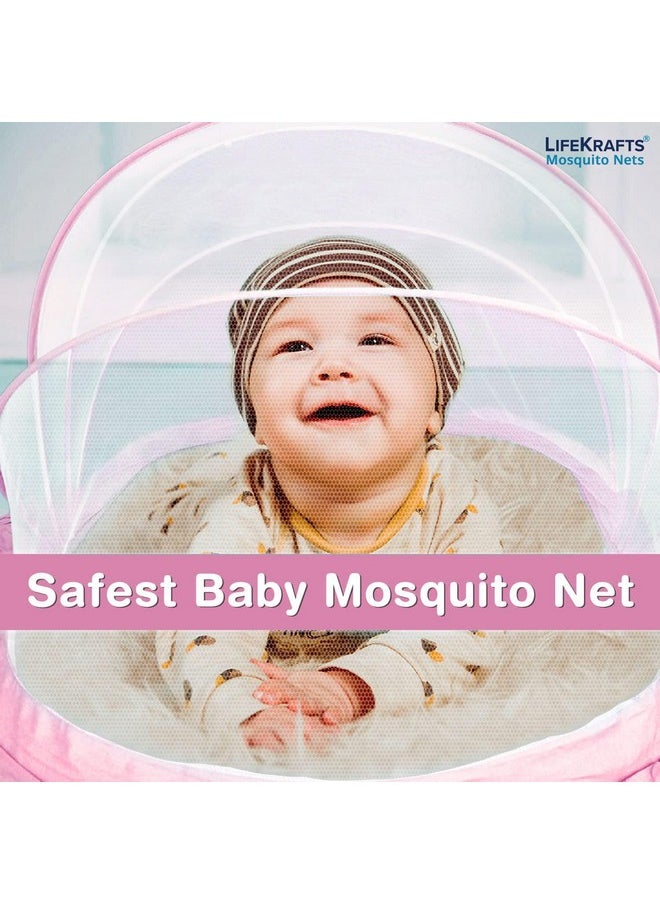 Lifekrafts Foldable Baby Mosquito Net, Bottomless Net For Infants, For Safe & Easy Use | Ensures Your Baby'S Safe Sleep 135 X 65 X 65Cms, For Babies & Toddlers (0 To 24 Months) - Baby Pink  - Image 5