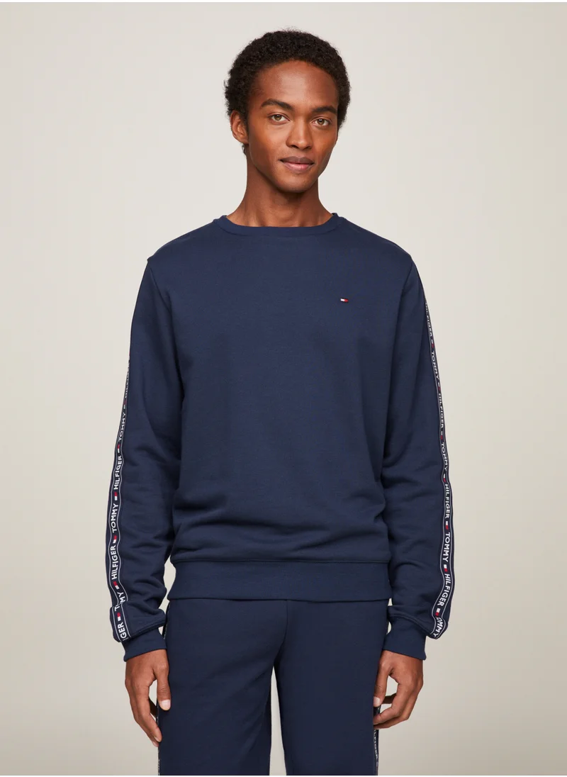 TOMMY HILFIGER Men's Long Sleeved Sweatshirt - Cotton, Blue