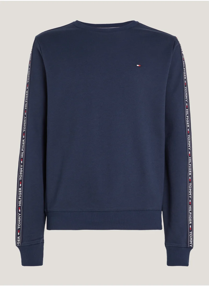 TOMMY HILFIGER Men's Long Sleeved Sweatshirt - Cotton, Blue