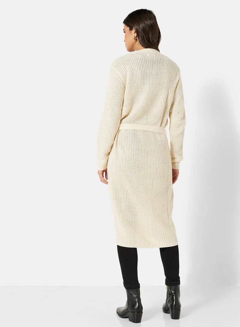 Jacqueline de Yong Belted Knitted Cardigan
