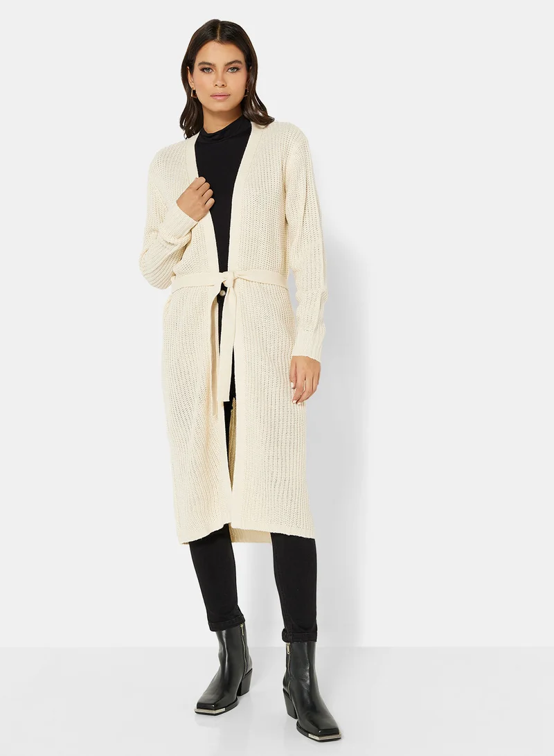 Jacqueline de Yong Belted Knitted Cardigan