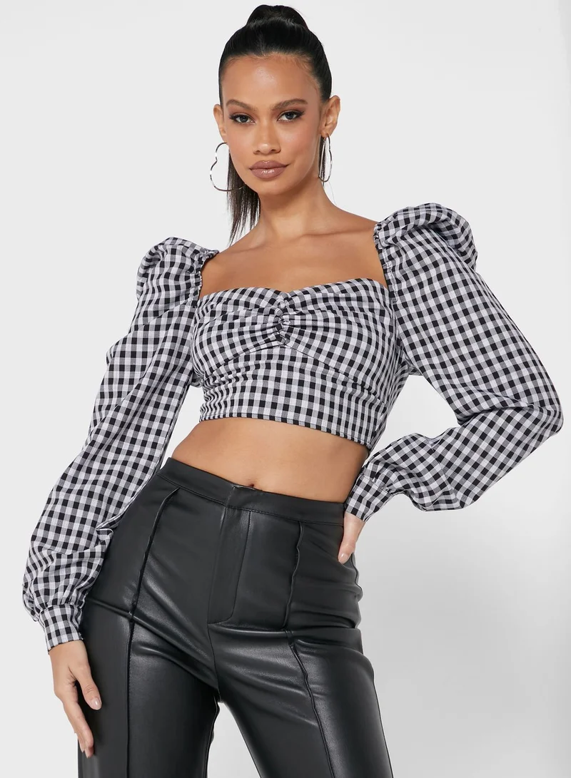 Missguided Balloon Sleeve Crop Top