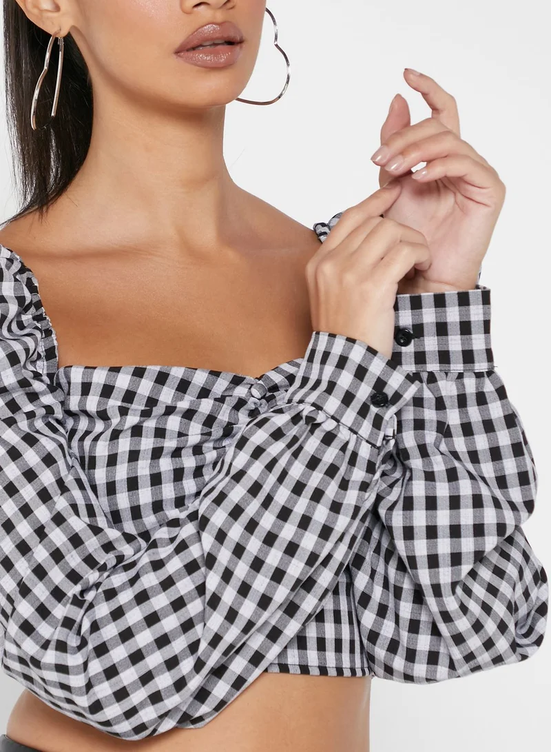 Missguided Balloon Sleeve Crop Top