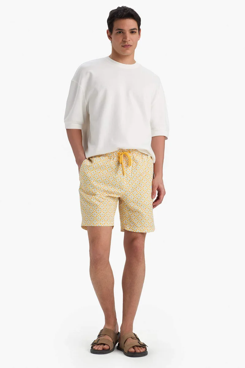 ديفاكتو Regular Fit Patterned Mesh Lined Swim Shorts