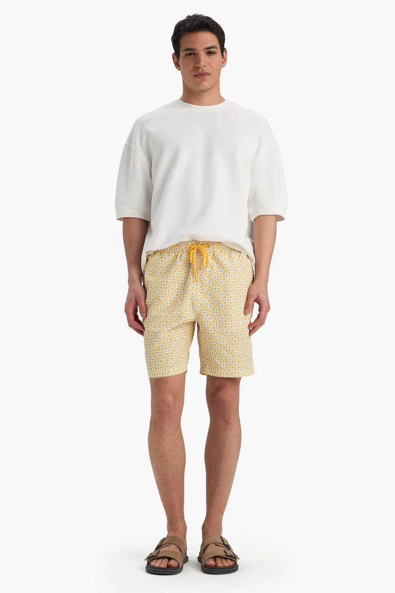 ديفاكتو Regular Fit Patterned Mesh Lined Swim Shorts