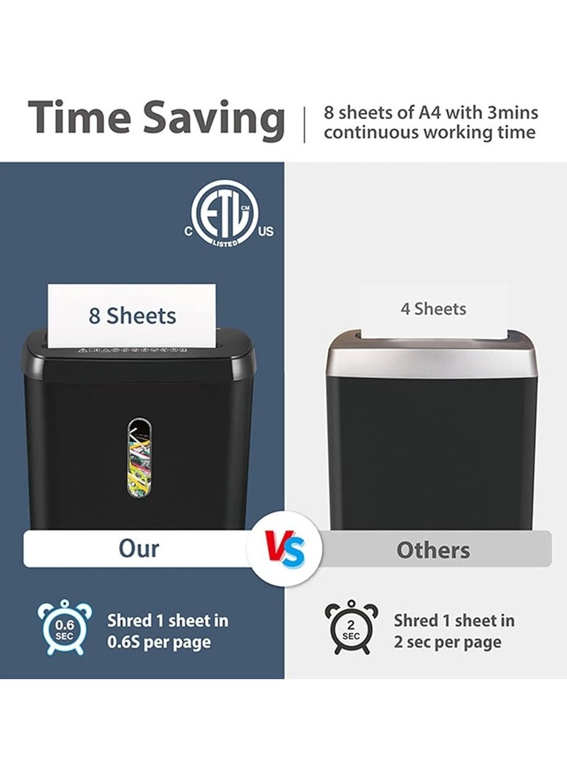 Woolsche - Paper Shredder, 8-Sheet Strip Cut with 3.17-Gallon Basket, P-2 Security Level, 3-Mode Design Shred CD & Credit Card, Durable and Fast with Jam Proof System, Paper Shredder for Home Office - Image 1