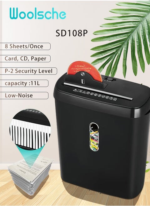 Paper Shredder, 8-Sheet Strip Cut with 3.17-Gallon Basket, P-2 Security Level, 3-Mode Design Shred CD & Credit Card, Durable and Fast with Jam Proof System, Paper Shredder for Home Office
