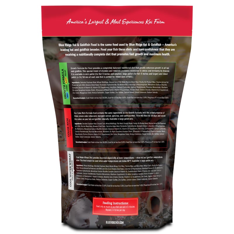Blue Ridge Koi Fish Food 2lb - Koi Food Large 3/16" Growth Formula, Goldfish Food, Premium Fish Food for Ponds, Ponds Fish Food, Floating Pond Pellets - Image 2