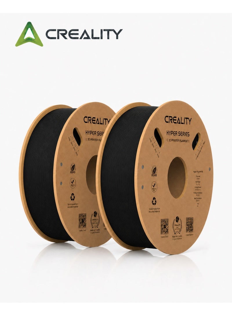 Creality 3D Creality Hyper PLA Filament 1.75mm, High Speed PLA 30-600mm/s 3D Printer Filament, Dimensional Accuracy +/-0.02mm, Fit Most FDM 3D Printers, 2KG (Black*2) Black*2 - Image 1