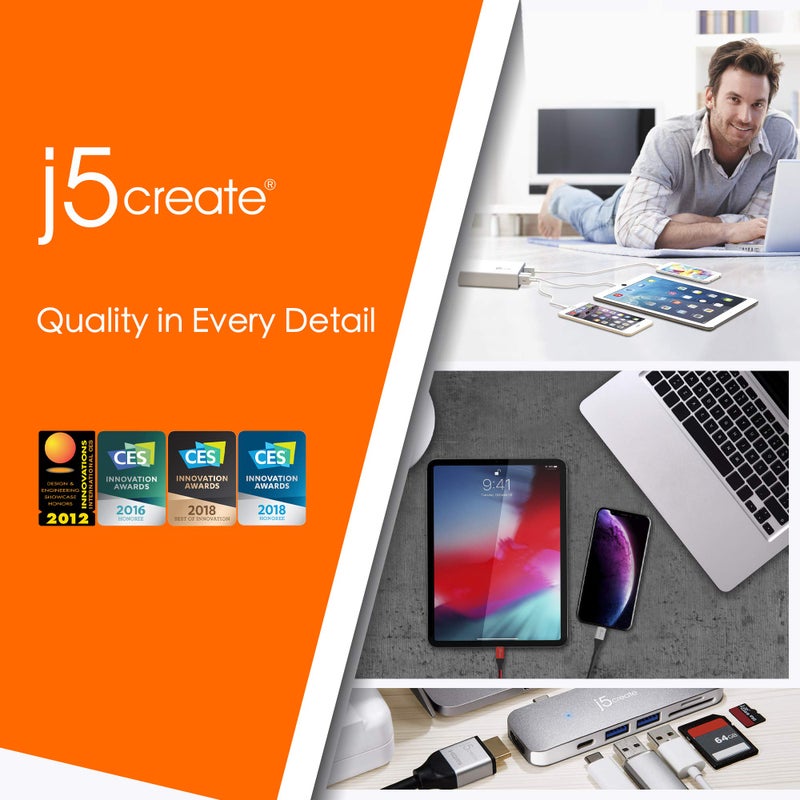 j5 create محوّل USB النوع-C جيجابايت إيثرنت ومتعدد المحاور - Image 5