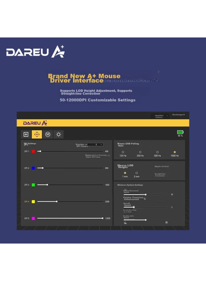Daryo Dareu A950 Mecha Edition Wireless Wired Bluetooth Tri-mode Gaming Mouse For Medium To Large Hands, Lightweight, Black Myth： Wukong, Rgb, Rechargeable With Base - Image 2