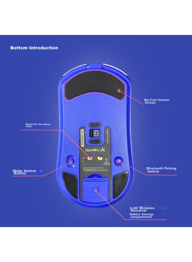 Daryo Dareu A950 Mecha Edition Wireless Wired Bluetooth Tri-mode Gaming Mouse For Medium To Large Hands, Lightweight, Black Myth： Wukong, Rgb, Rechargeable With Base - Image 3