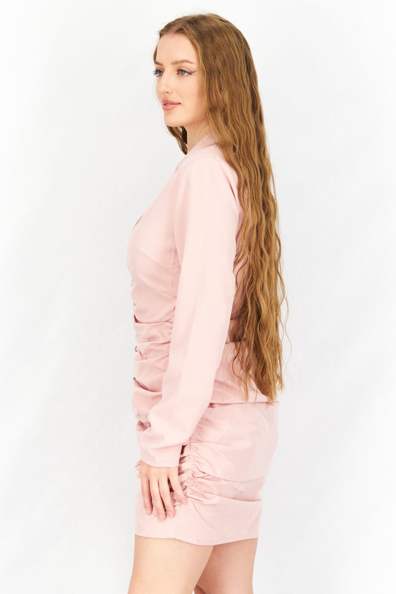 saint genies فستان بليزر مزين للنساء، وردي - Image 4