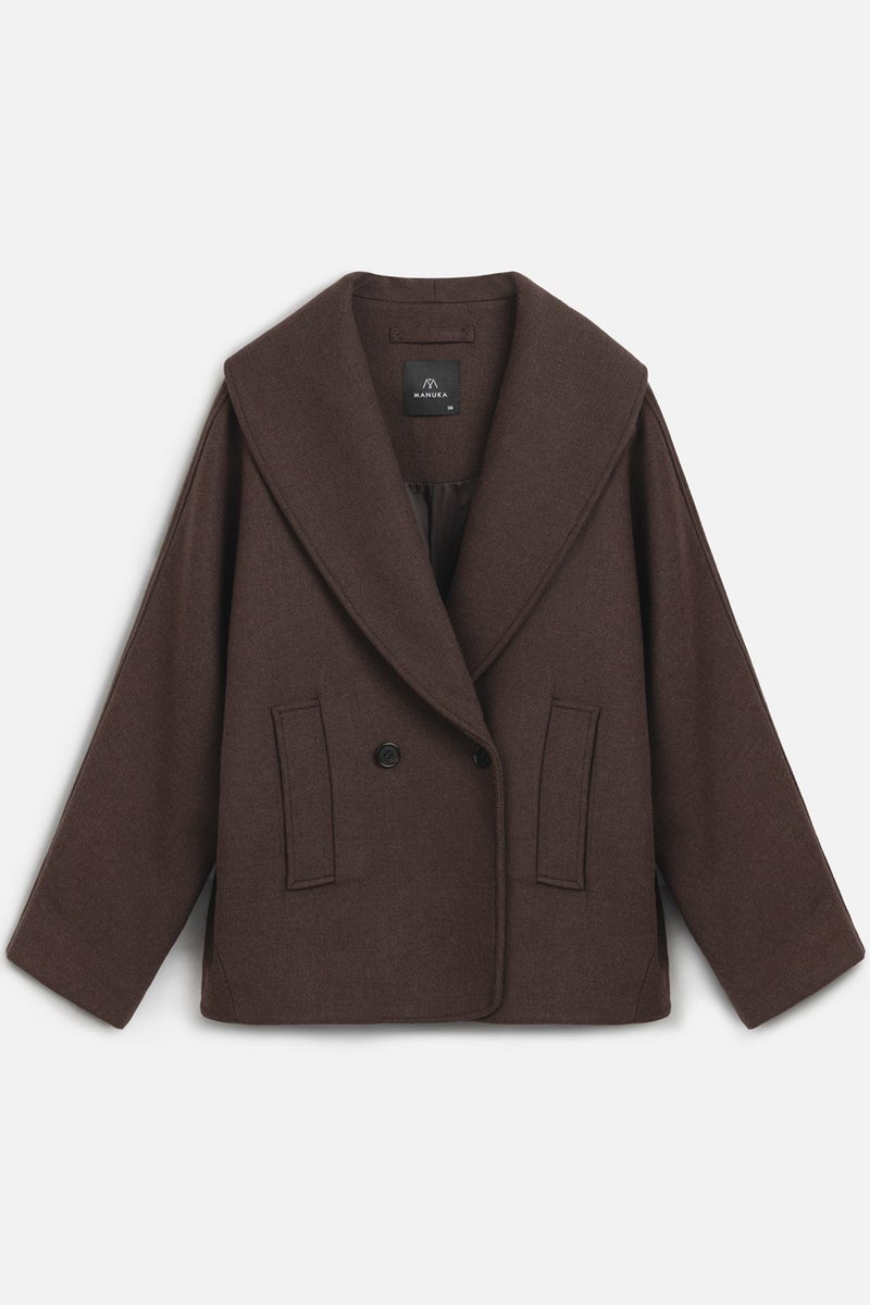 Manuka Italian Cashmere Double Breasted Coat Brown  - Image 2