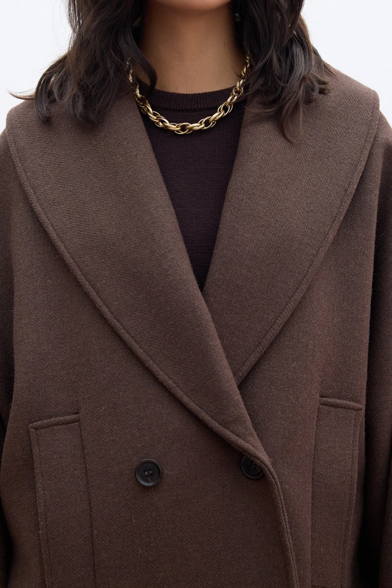 Manuka Italian Cashmere Double Breasted Coat Brown  - Image 5