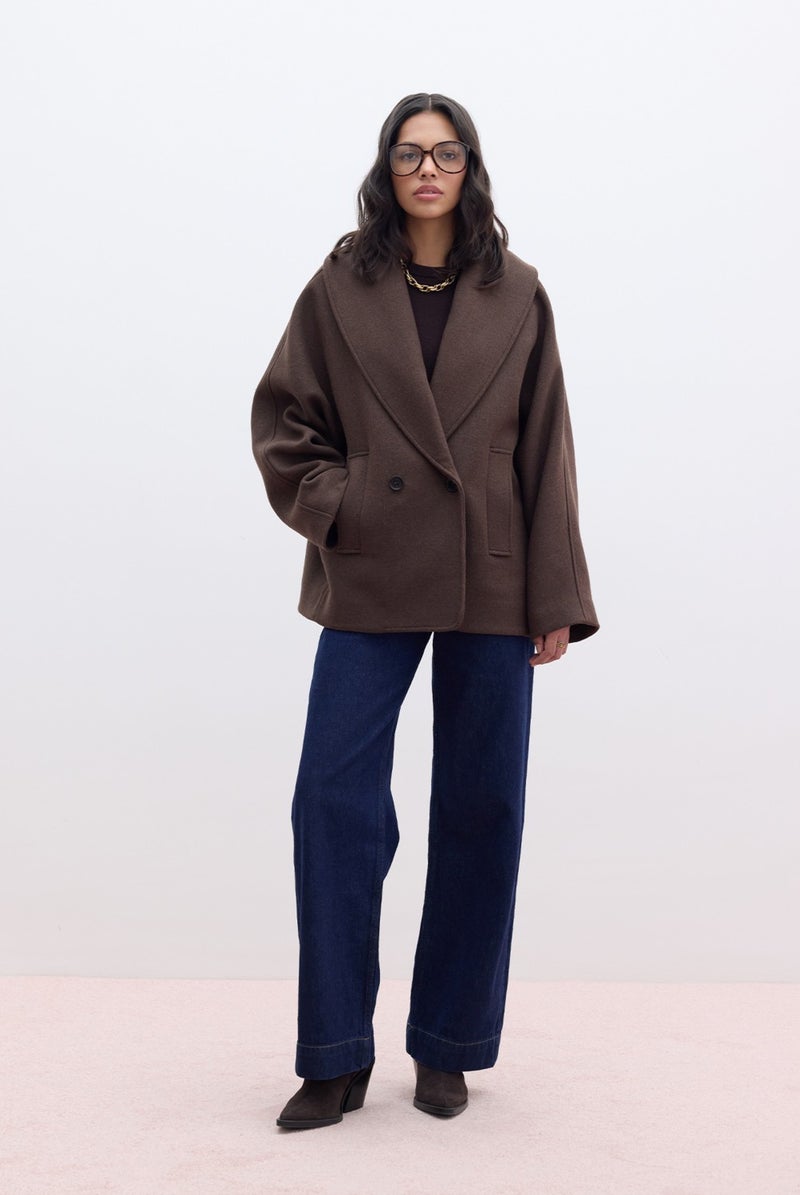 Manuka Italian Cashmere Double Breasted Coat Brown  - Image 3