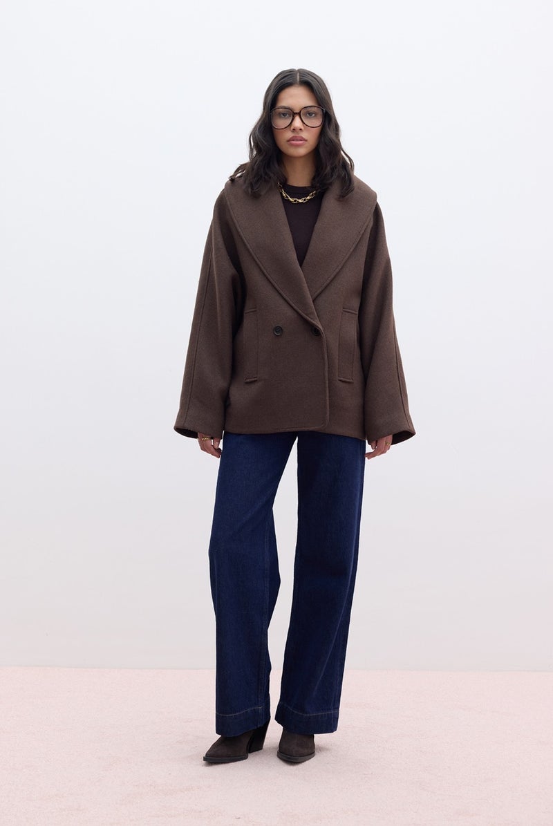 Manuka Italian Cashmere Double Breasted Coat Brown  - Image 4