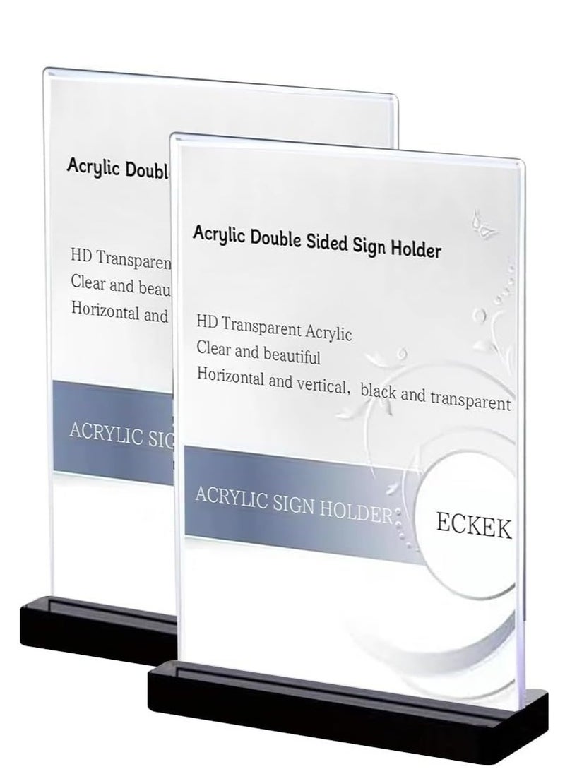 Eckek Eckek   2 Pack Acrylic Sign Holder Menu Displays Double Sided Sign Stand A4/A5/A6 Clear  - Image 1