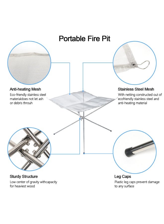 Outdoor Camping Portable Folding Storage Burning Platform, Picnic Firewood Bonfire Holder, Small Charcoal Stove, Charcoal Burning Stove 22 Inches/56*56*43cm，Large size - Image 4