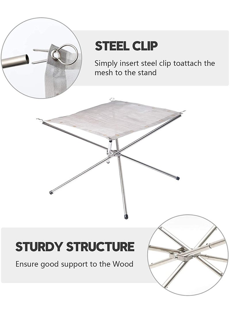 Outdoor Camping Portable Folding Storage Burning Platform, Picnic Firewood Bonfire Holder, Small Charcoal Stove, Charcoal Burning Stove 22 Inches/56*56*43cm，Large size - Image 3