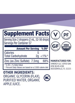 Vimergy Vimergy Organic Liquid Zinc, 57 Servings - Alcohol Free Zinc Sulfate - Supports Immune Health & Metabolism - Antioxidant - Gluten-Free, Non-GMO, Kosher, Vegan & Paleo Friendly (115 ml)  - Image 5