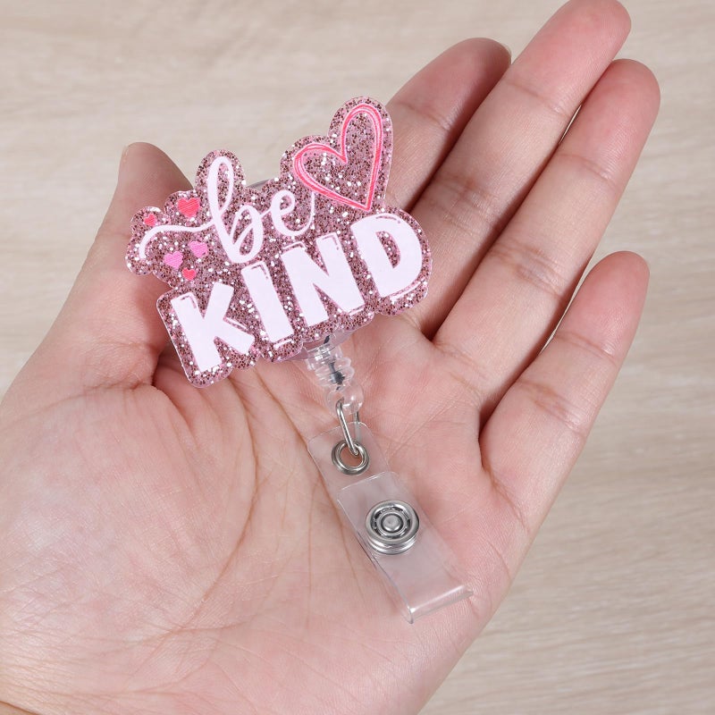 BEZTN Be Kind Funny Medical Badge Reel | Cute Retractable ID Card Healthcare Badge Holder | Name Tag Work Badge Clip for RN LPN CNA MA ER Night Shift Nurse Nursing Student Doctor | Nurse Gifts | Acrylic - Image 2