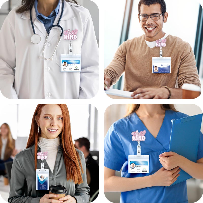 BEZTN Be Kind Funny Medical Badge Reel | Cute Retractable ID Card Healthcare Badge Holder | Name Tag Work Badge Clip for RN LPN CNA MA ER Night Shift Nurse Nursing Student Doctor | Nurse Gifts | Acrylic - Image 4
