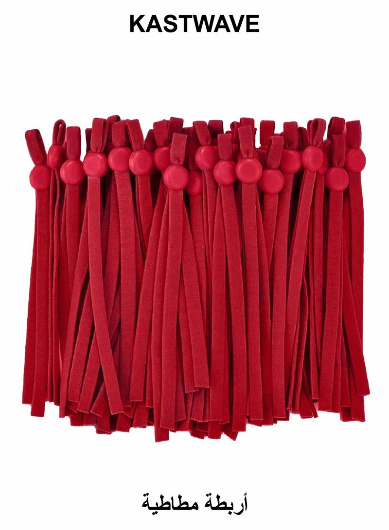 KASTWAVE Sewing Elastic String for Masks, 100 Pcs Elastic Bands with Adjustable Buckle Ear Band, Elastic Ear Loops Adjustable Ear Straps 1/5 Inch (Red) - Image 1