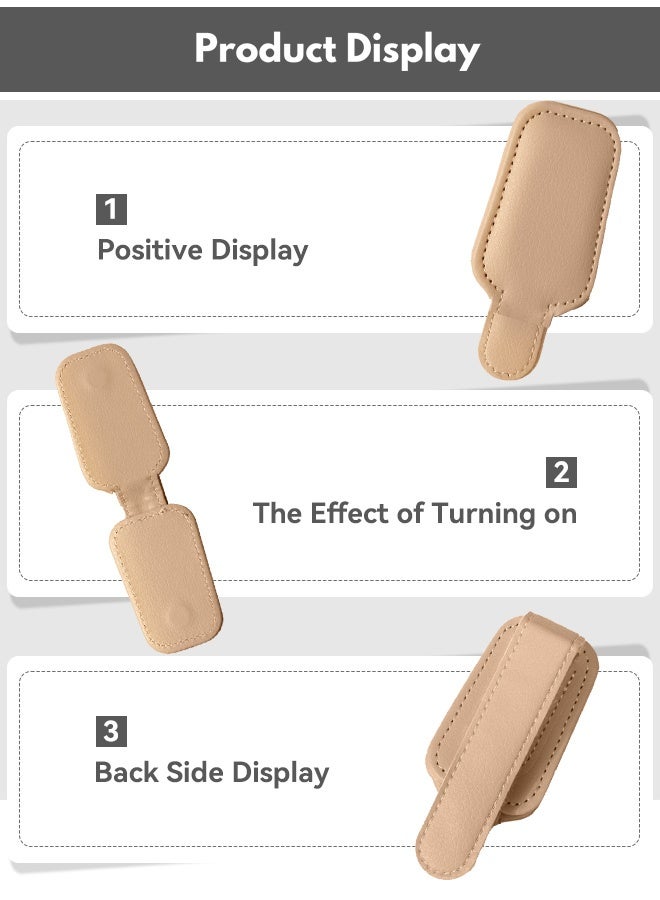 Tersely Sunglasses Holder for Car Visor Universal Magnetic Adsorbed Leather Eyeglasses Holder Glasses Hanging Storage Clip Car Visor Accessories Ticket Card Clip for Car Accessories Parts (Brown) - Image 2