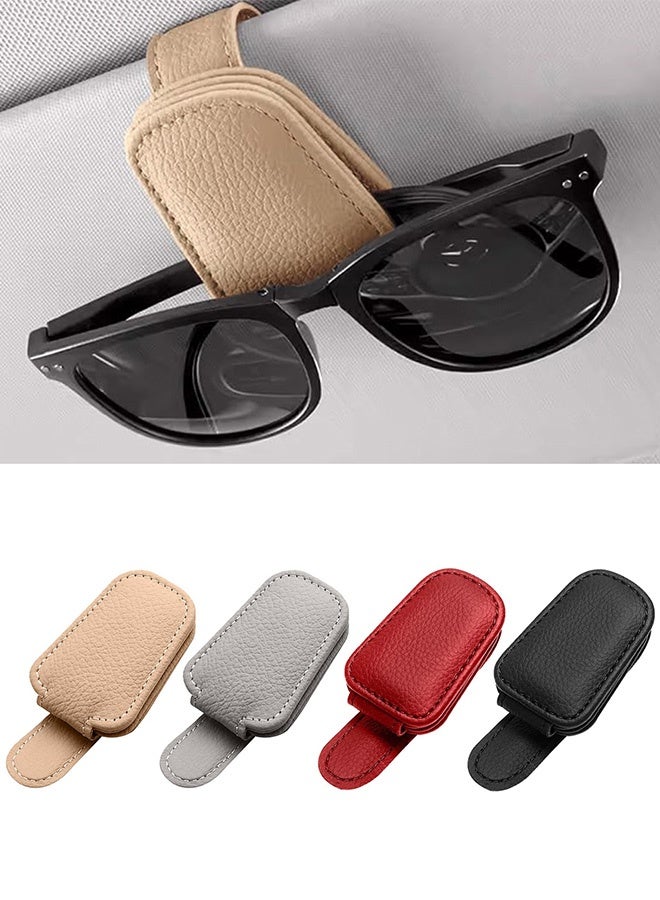Tersely Sunglasses Holder for Car Visor Universal Magnetic Adsorbed Leather Eyeglasses Holder Glasses Hanging Storage Clip Car Visor Accessories Ticket Card Clip for Car Accessories Parts (Brown) - Image 1